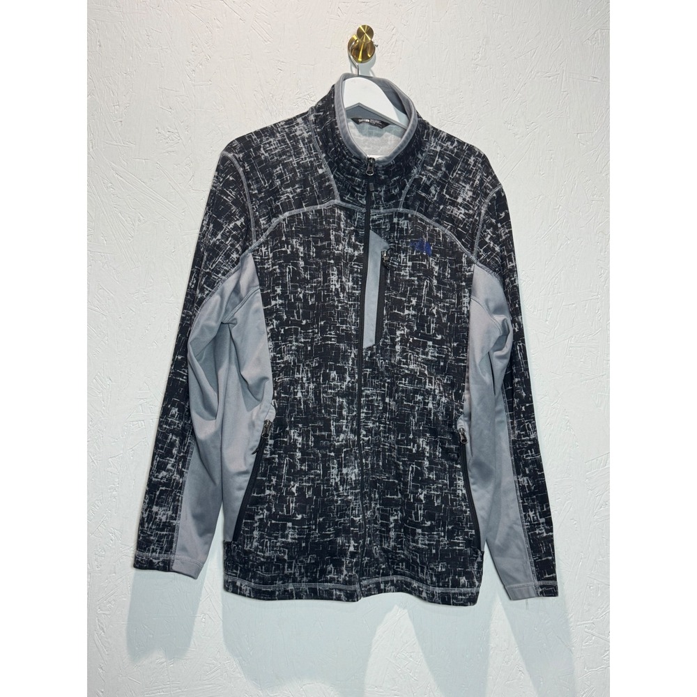 The North Face Mens Full Zip Fleece Jacket Grey Black Glitch Print NF0A37JU XL